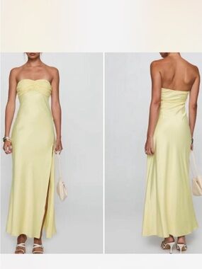 Princess Polly strapless yellow dress
